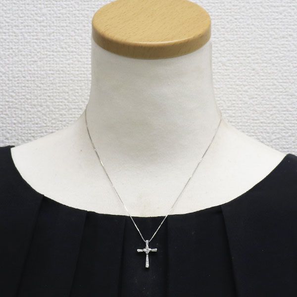 K18WG リリーカット ダイヤモンド ペンダントネックレス 0.375ct D0.09ct クロス FORTGASGNV_COM_BR