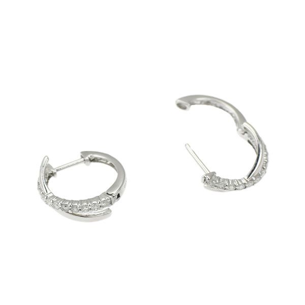 日までセール K14WG ダイヤモンド ピアス 0.30ct フープ