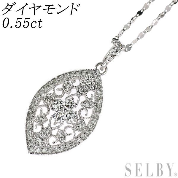 K 18 WG ダイヤモンド ペンダントネックレス 0.55 ct アンティークレース