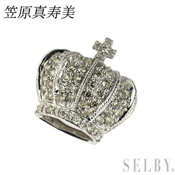 笠原真寿美 K18WG ダイヤモンド ペンダントトップ 王冠