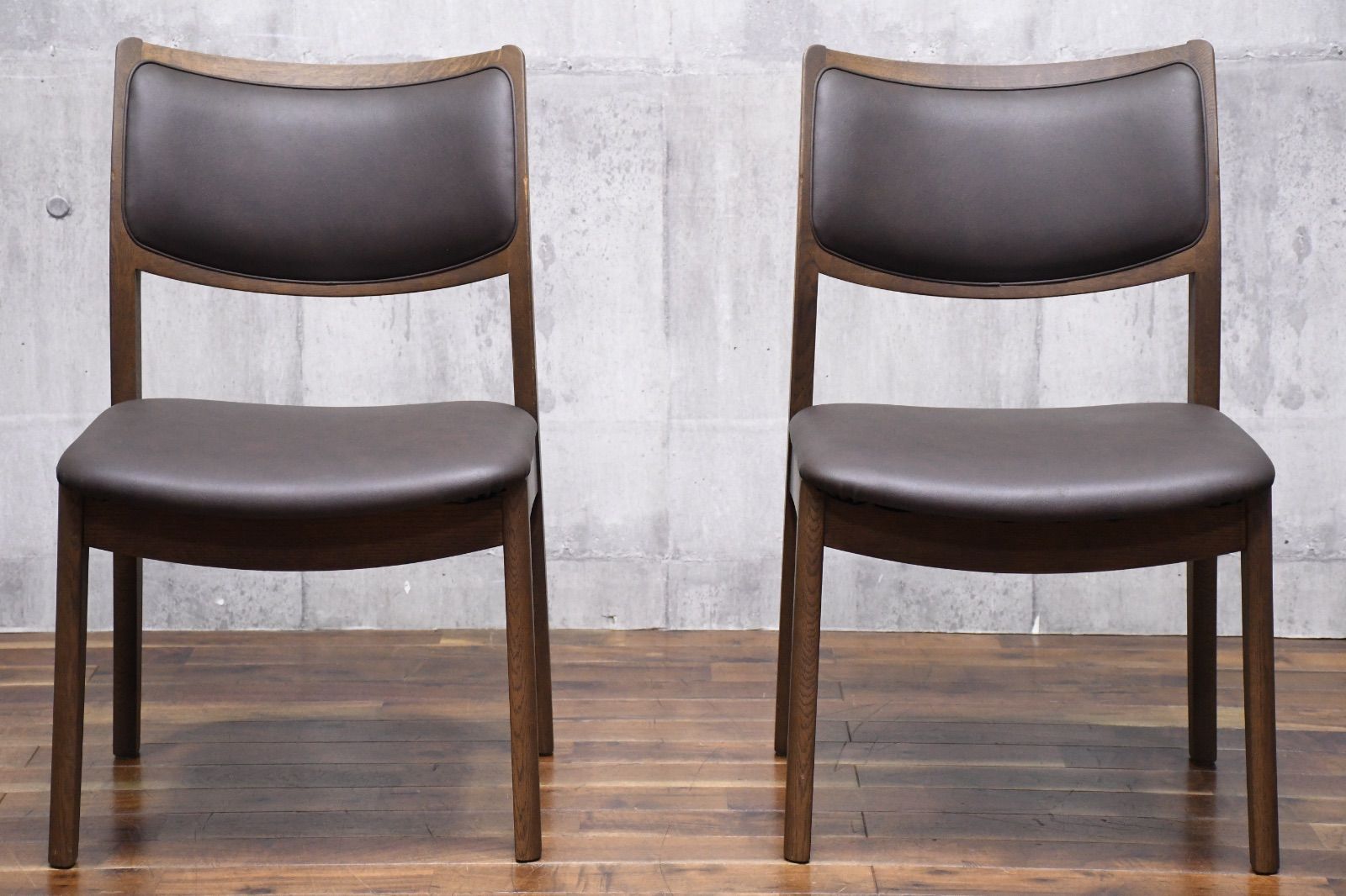 EJK66 シラカワ shirakawa S-280 ダイニングチェア 2脚セット オーク材 モダン 飛騨の家具 食卓椅子 合成皮革張り サイドチェア