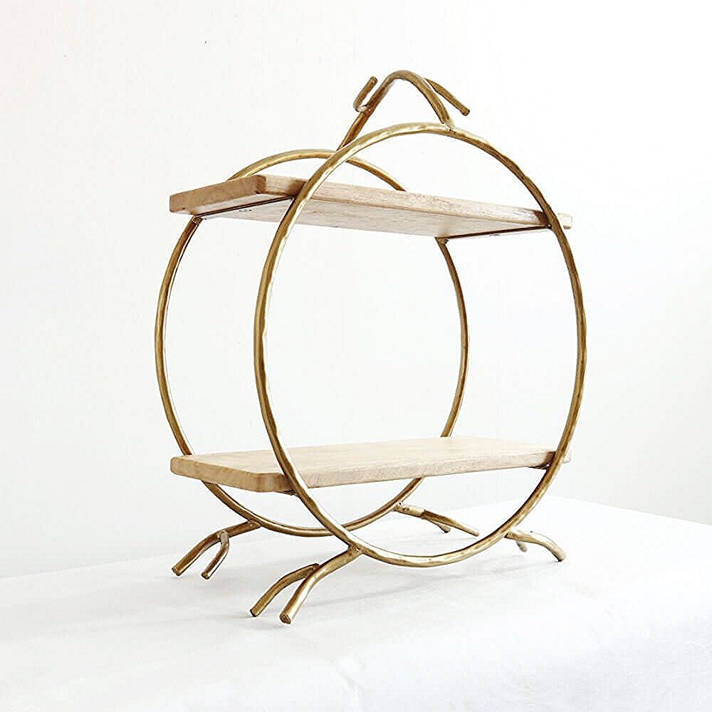 アイアン＆ウッド2段シェルフ ディスプレイシェルフ 飾り棚 和モダン 壁飾り インテリア 和室 洋室 北欧 雑貨 リビング おしゃれ モダン 装飾 ウォールデコレーション シンプル 玄関 観葉植物 インテリア雑貨 アート アロマ 本棚 天然木 コールド