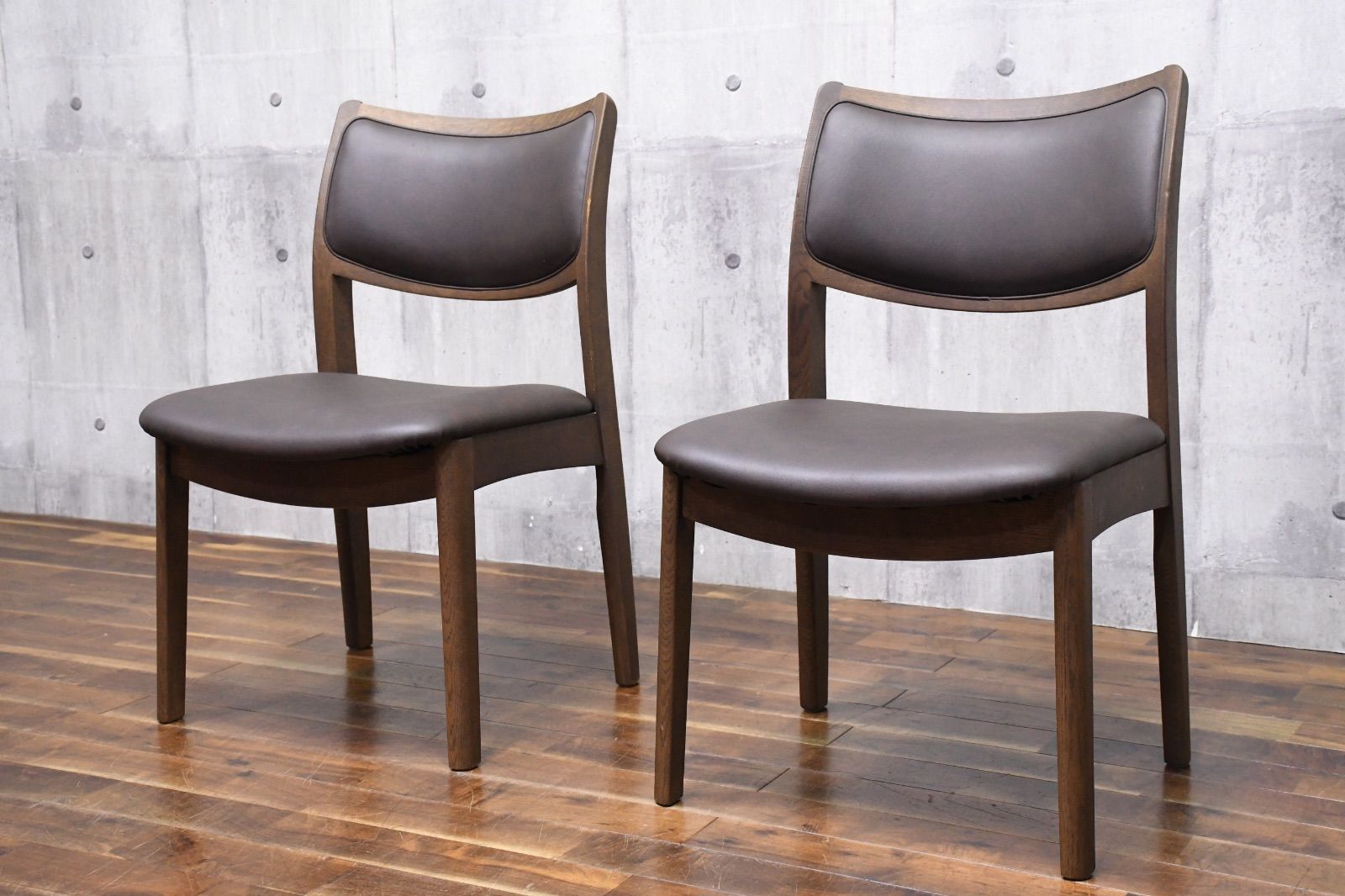 EJK66 シラカワ shirakawa S-280 ダイニングチェア 2脚セット オーク材 モダン 飛騨の家具 食卓椅子 合成皮革張り サイドチェア
