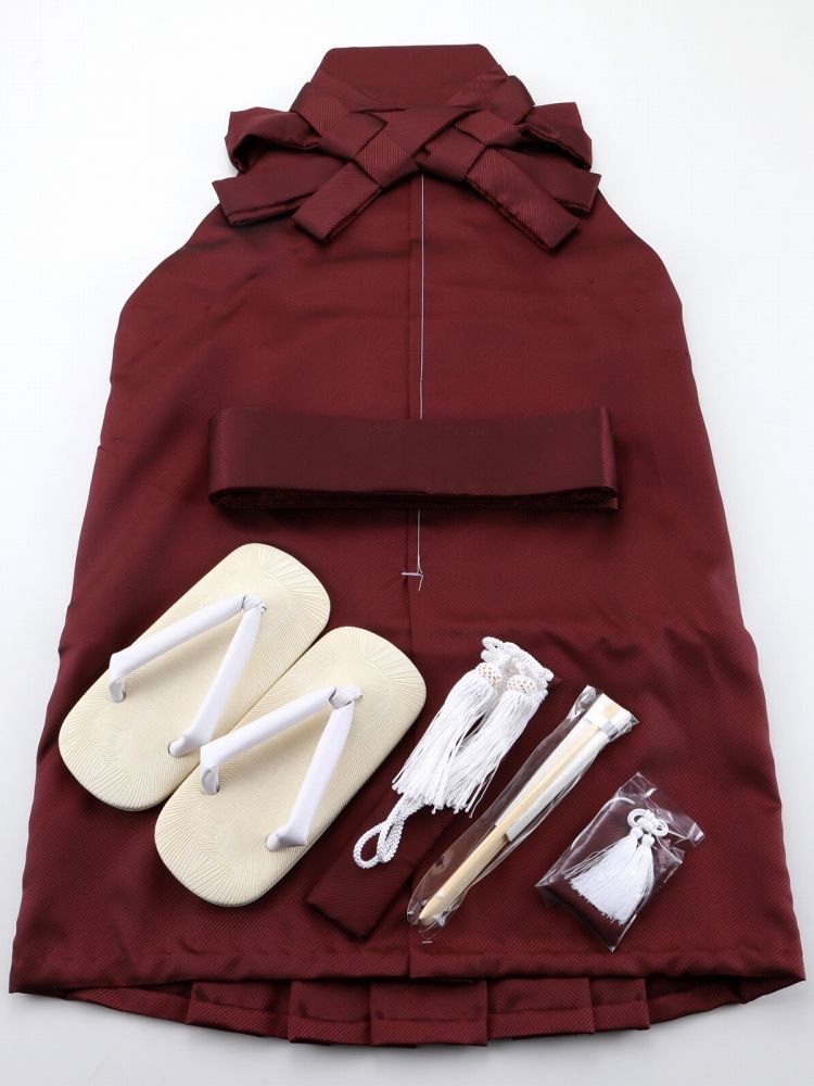 男の子 七五三 袴セット 紐下60cm 6点セット ワインレッド 箱入り dk-24