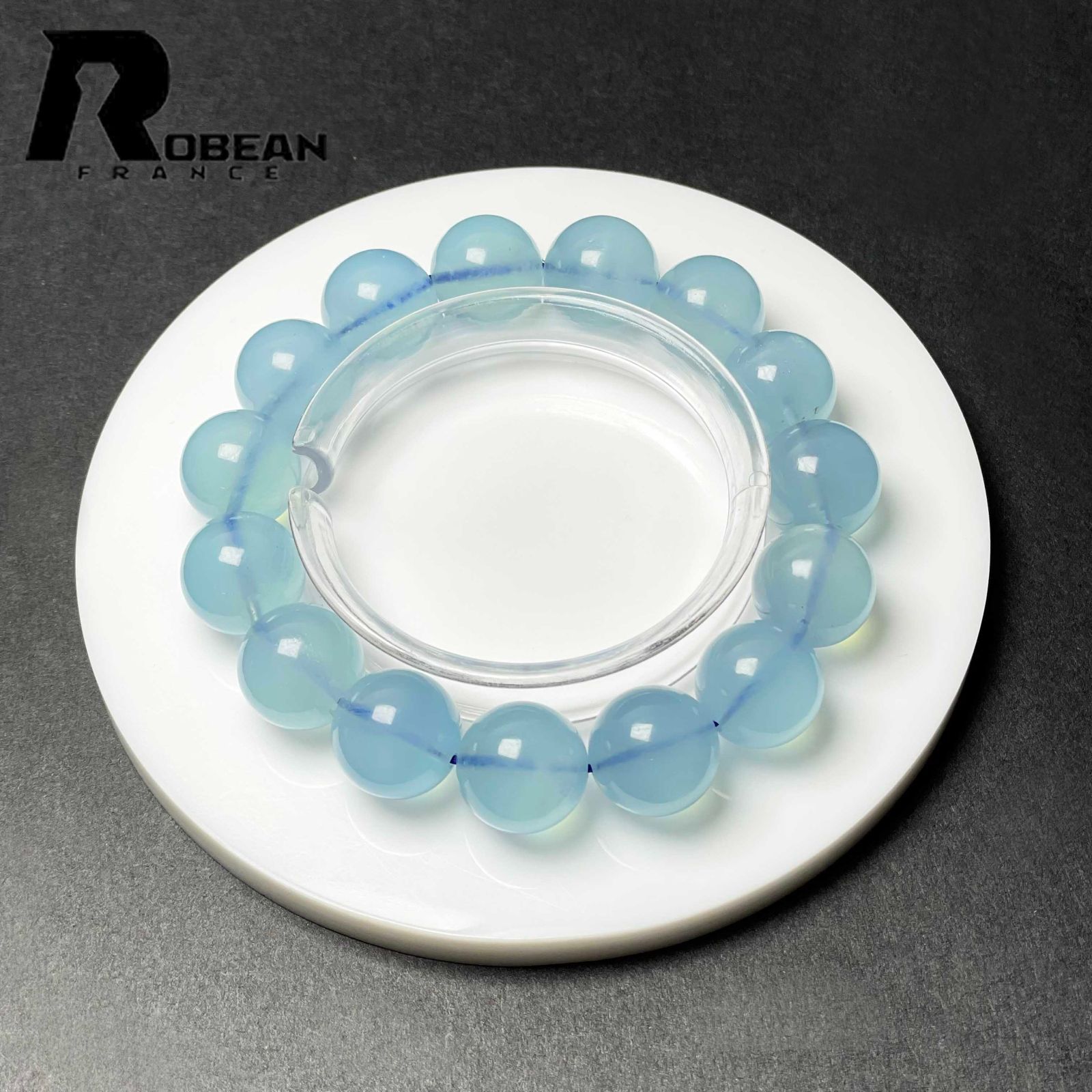 EU製 定価46万円 ROBEAN ブルーアクアマリン パワーストーン ブレスレット 天然石 原石 お守り プレゼント 15.3-15.8mm D1103955