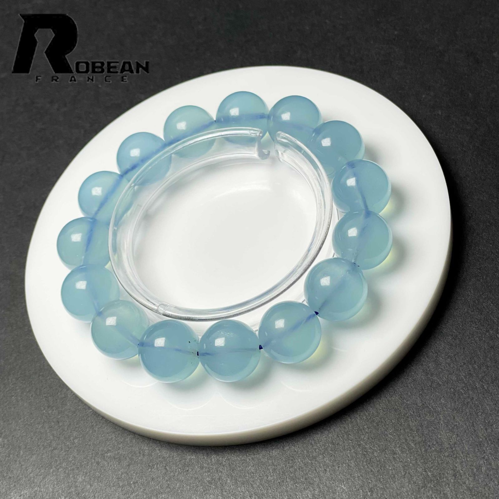 EU製 定価46万円 ROBEAN ブルーアクアマリン パワーストーン ブレスレット 天然石 原石 お守り プレゼント 15.3-15.8mm D1103955
