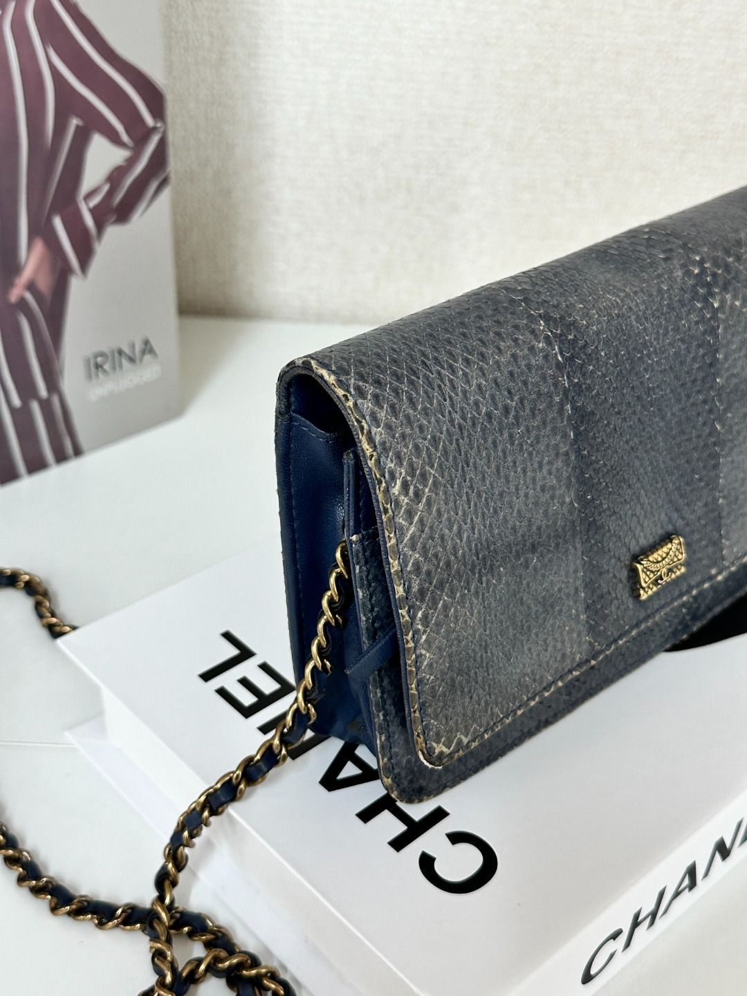 CHANEL シャネル リザード型押し レザー チェーンショルダーバッグ DECORATOM_COM_BR