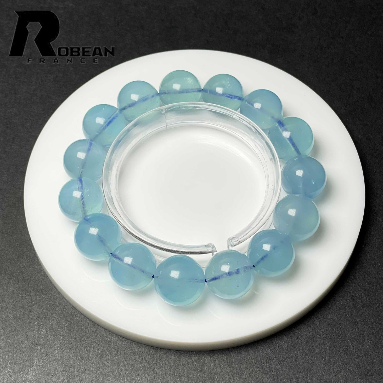EU製 定価47万円 ROBEAN ブルーアクアマリン パワーストーン ブレスレット 天然石 原石 お守り プレゼント 15.3-16.2mm D1103956