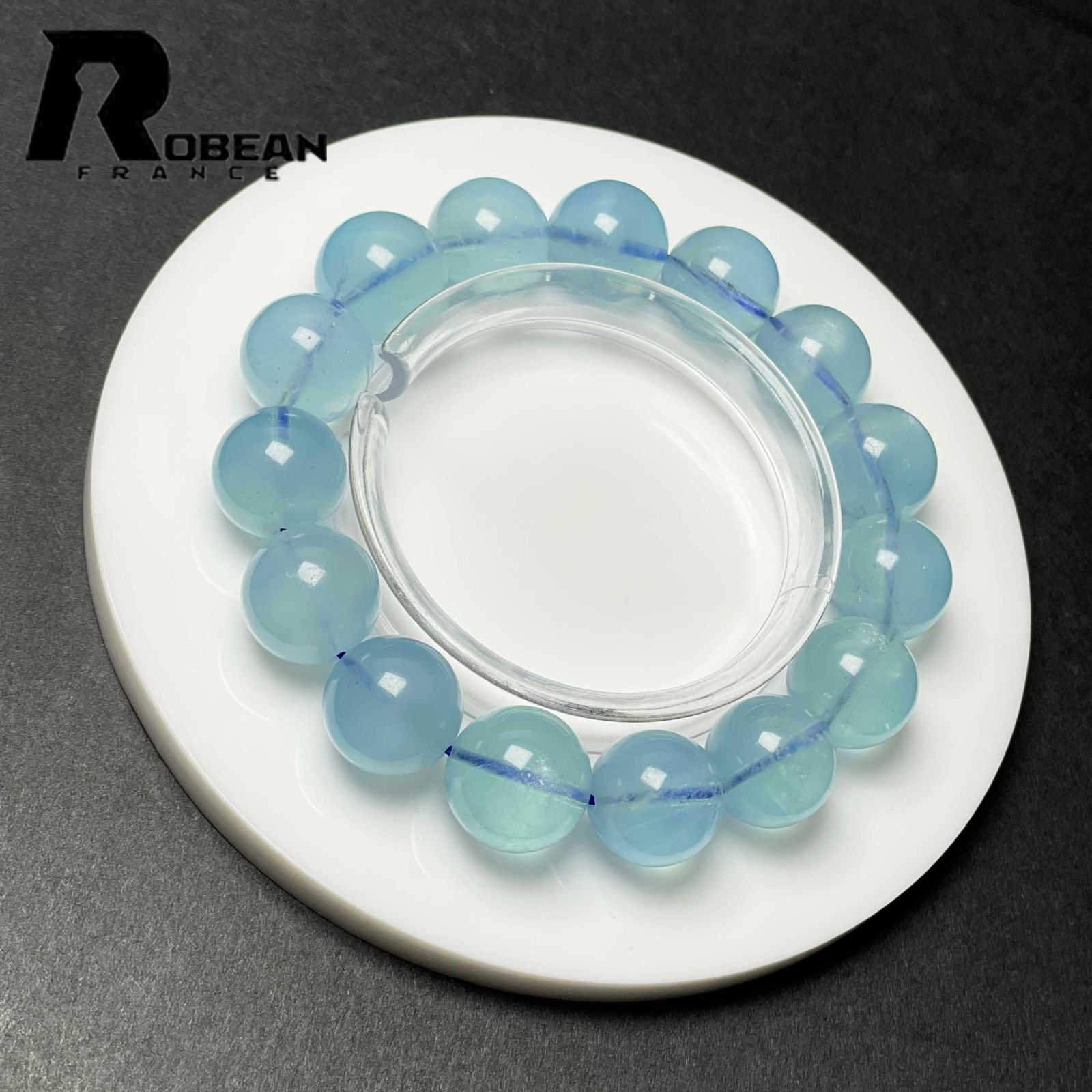EU製 定価47万円 ROBEAN ブルーアクアマリン パワーストーン ブレスレット 天然石 原石 お守り プレゼント 15.3-16.2mm D1103956
