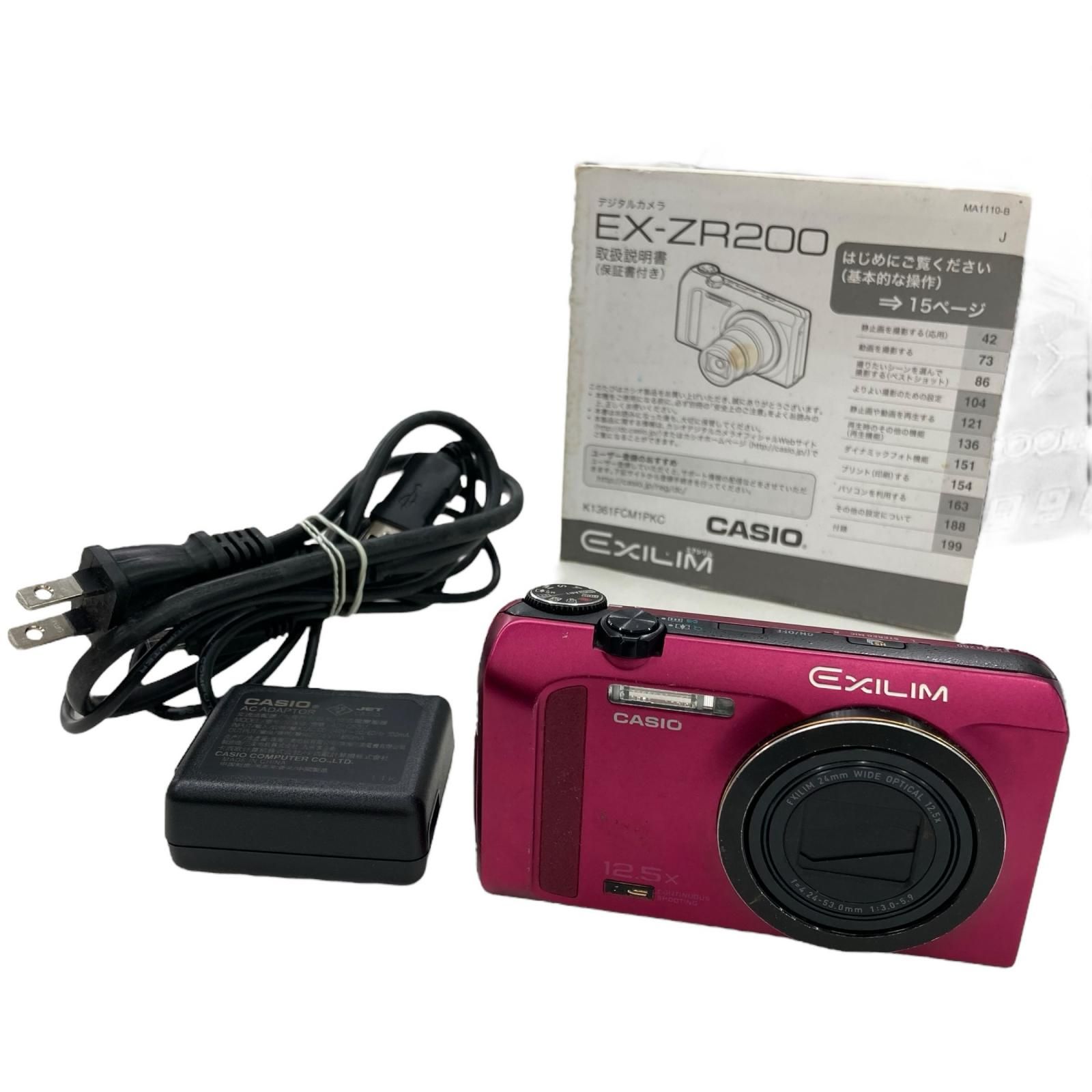 186001 現状品 CASIO カシオ EXILIM EX-ZR200 ピンク 説明書付き