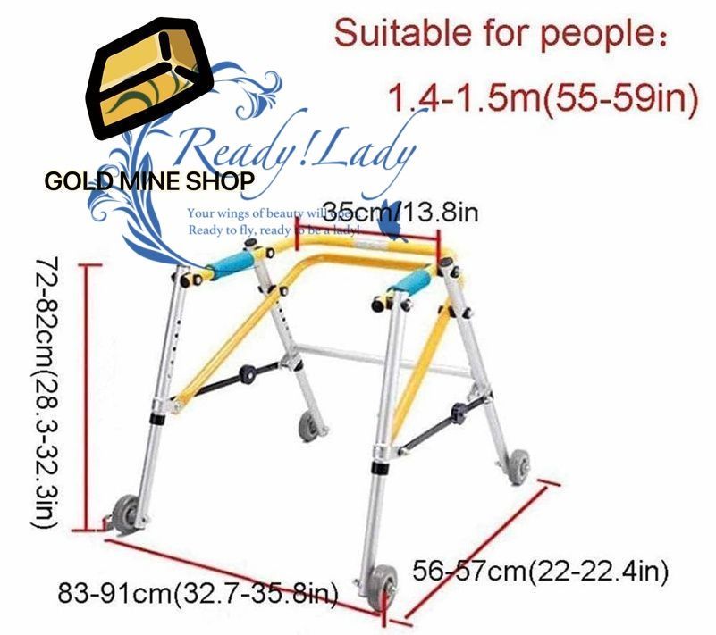 歩行車 4輪脳性麻痺歩行器 子供 四肢障害手すり 松葉杖 子供立ちフレーム 調節 な折りたたみ式車輪付き歩行器 イエローL その他 自助具 リハビリ用品