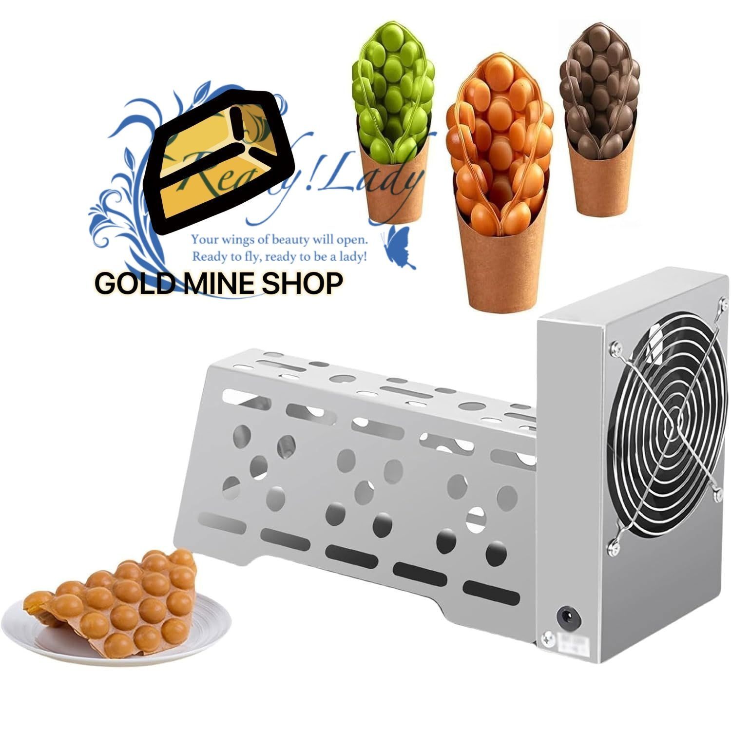 エッグワッフルクーラー 30Wステンレス製自動エッグワッフルブロワー スマートセンサー付き ワッフル乾燥設定機 コーヒーショップ スナックバー用エッグケーキエアドライヤー