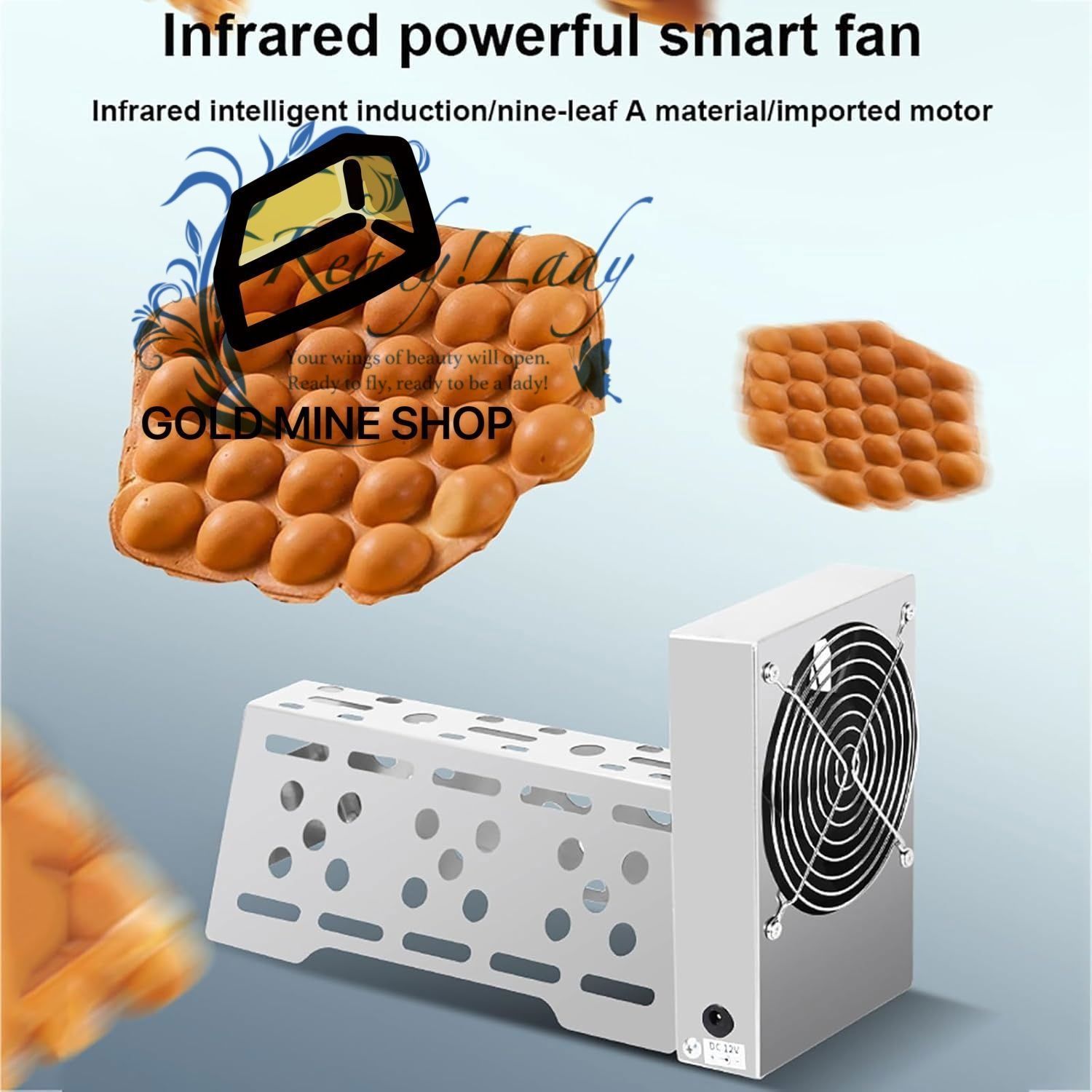 エッグワッフルクーラー 30Wステンレス製自動エッグワッフルブロワー スマートセンサー付き ワッフル乾燥設定機 コーヒーショップ スナックバー用エッグケーキエアドライヤー