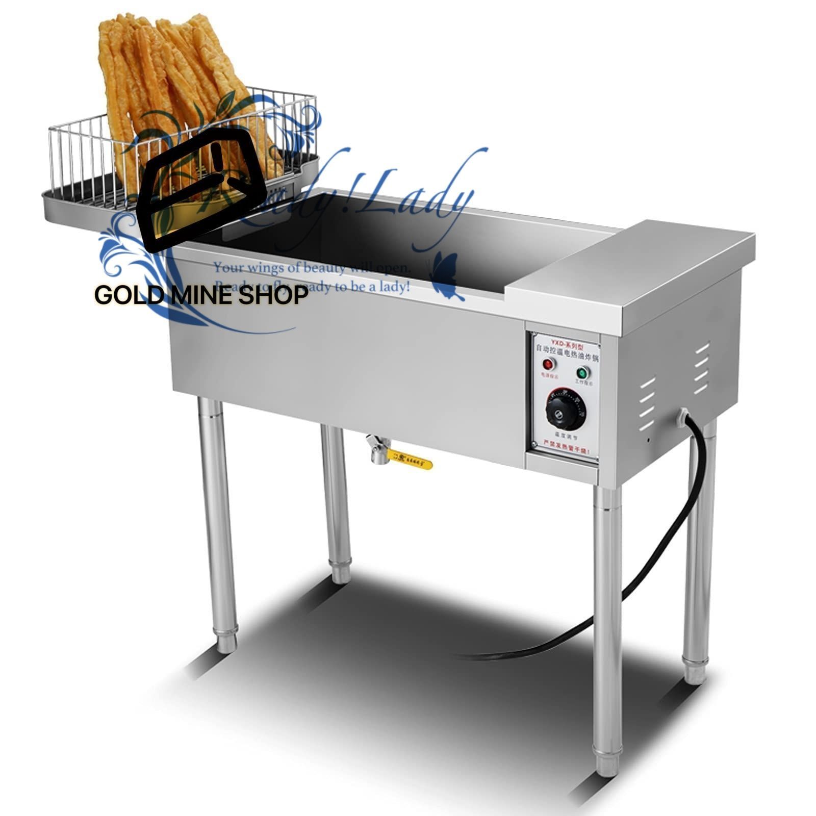 バスケット付きシングルタンクディープフライヤー 温度調節 トレイと揚げフリッターバスケット付き屋外垂直フレンチフライヤー