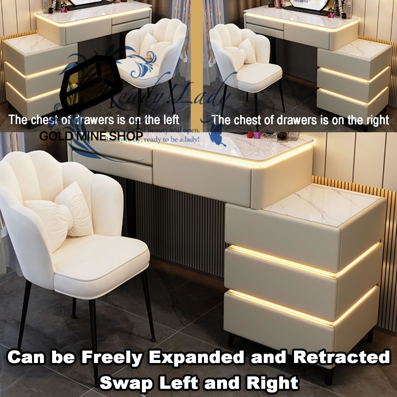 サイドキャビネット付き化粧台