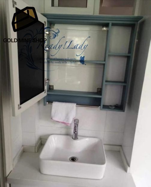 洗面化粧台 ミラーキャビネット 防水キャビネット ミラーウォールマウント 壁飾り鏡 浴室化粧鏡 棚バニティミラー収納収納キャビネットバスルーム ホワイト 60cm