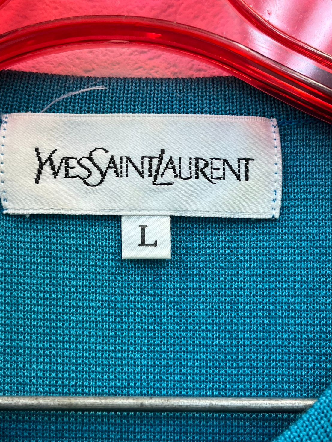 Yves Saint Laurent イヴサンローラン カーディガン YSL ロゴボタン ニット ポケット 刺繍 コットン
