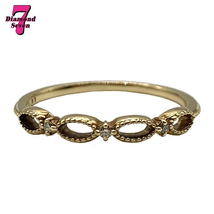 ete エテ ゴールド リング 9号 K10 ダイヤモンド 0.01ct イエローゴールド 指輪 ジュエリー キラキラ レディース ⓪