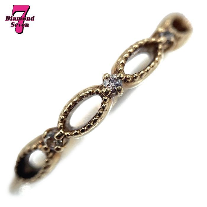 ete エテ ゴールド リング 9号 K10 ダイヤモンド 0.01ct イエローゴールド 指輪 ジュエリー キラキラ レディース ⓪