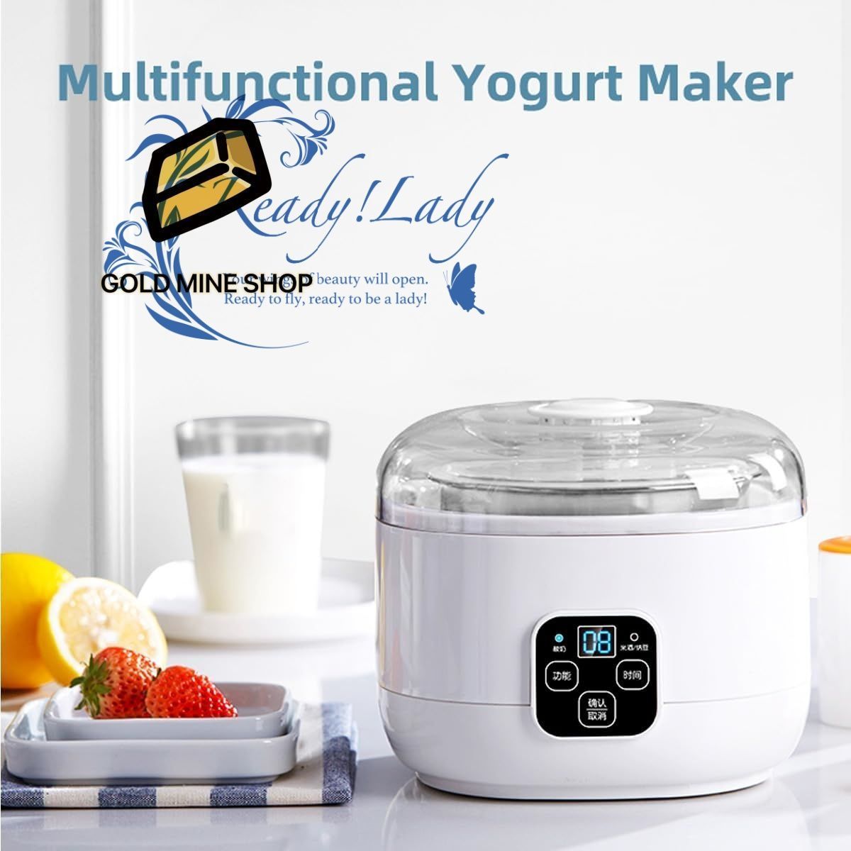 電動ヨーグルト納豆発酵機 1 L自動ヨーグルトマシン インテリジェント納豆発酵機 セラミック容器 付き ヨーグルト作り 納豆準備用