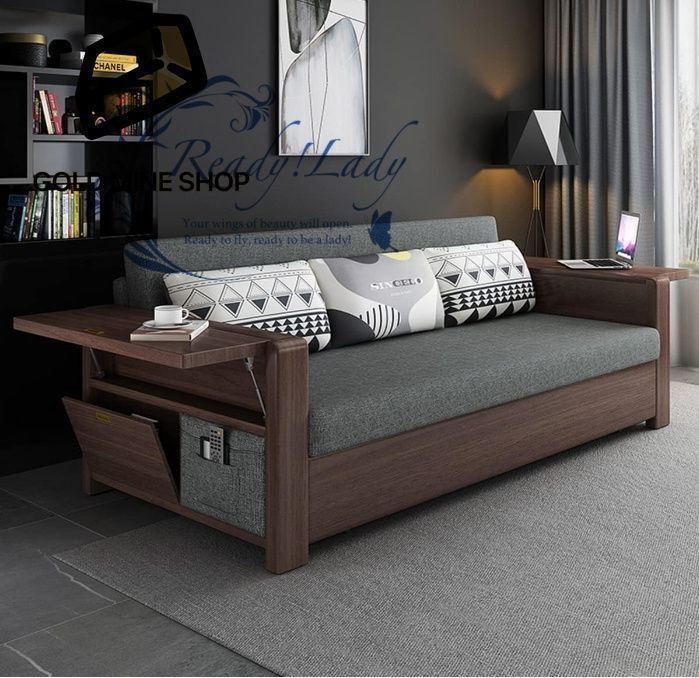 ソファベッド ソリッドウッドソファーベッドデュアル目的折りたたみ式収納スモールアパートカジュアル お洒落 リビングソファー モダ