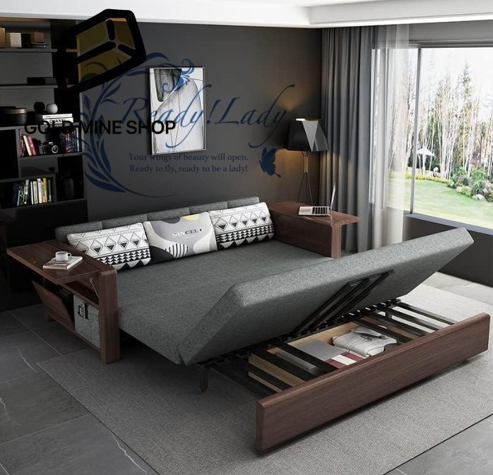 ソファベッド ソリッドウッドソファーベッドデュアル目的折りたたみ式収納スモールアパートカジュアル お洒落 リビングソファー モダ NEXPOTALLINN_EU