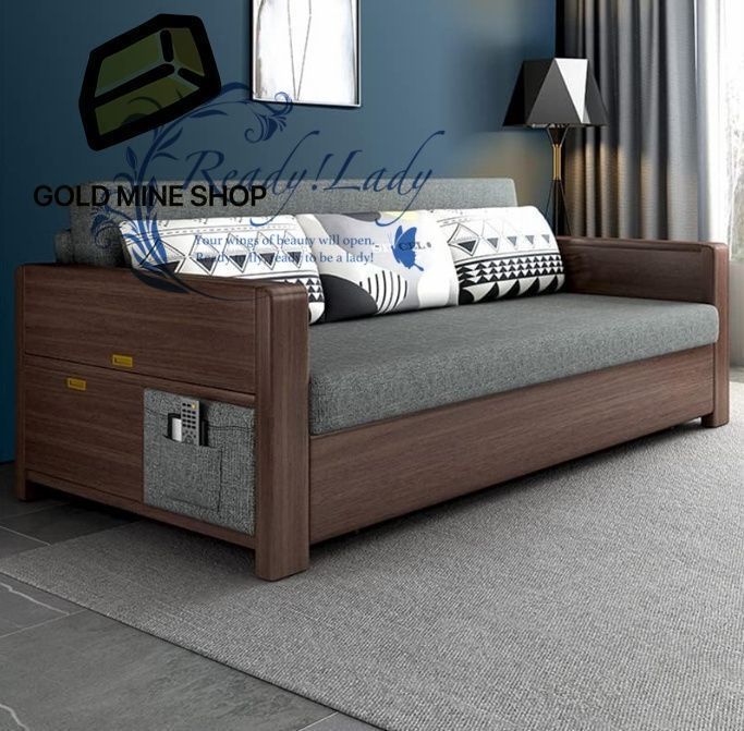 ソリッドウッドソファーベッドデュアル目的折りたたみ式収納スモールアパートカジュアル お洒落