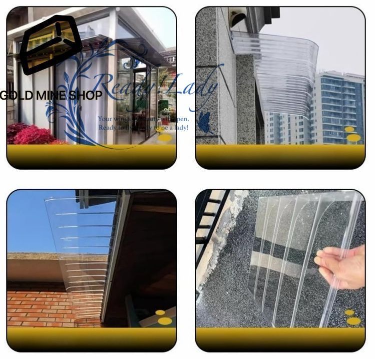 屋根庇 ひさし 雨よけ 屋根 後付け 屋根庇 梅雨対策 玄関 住宅用ひさし 窓の庇 屋外 日除け 住宅庇 耐雨性 PC耐久ボード 梅雨対策 UV雨雪保護 60*120cm