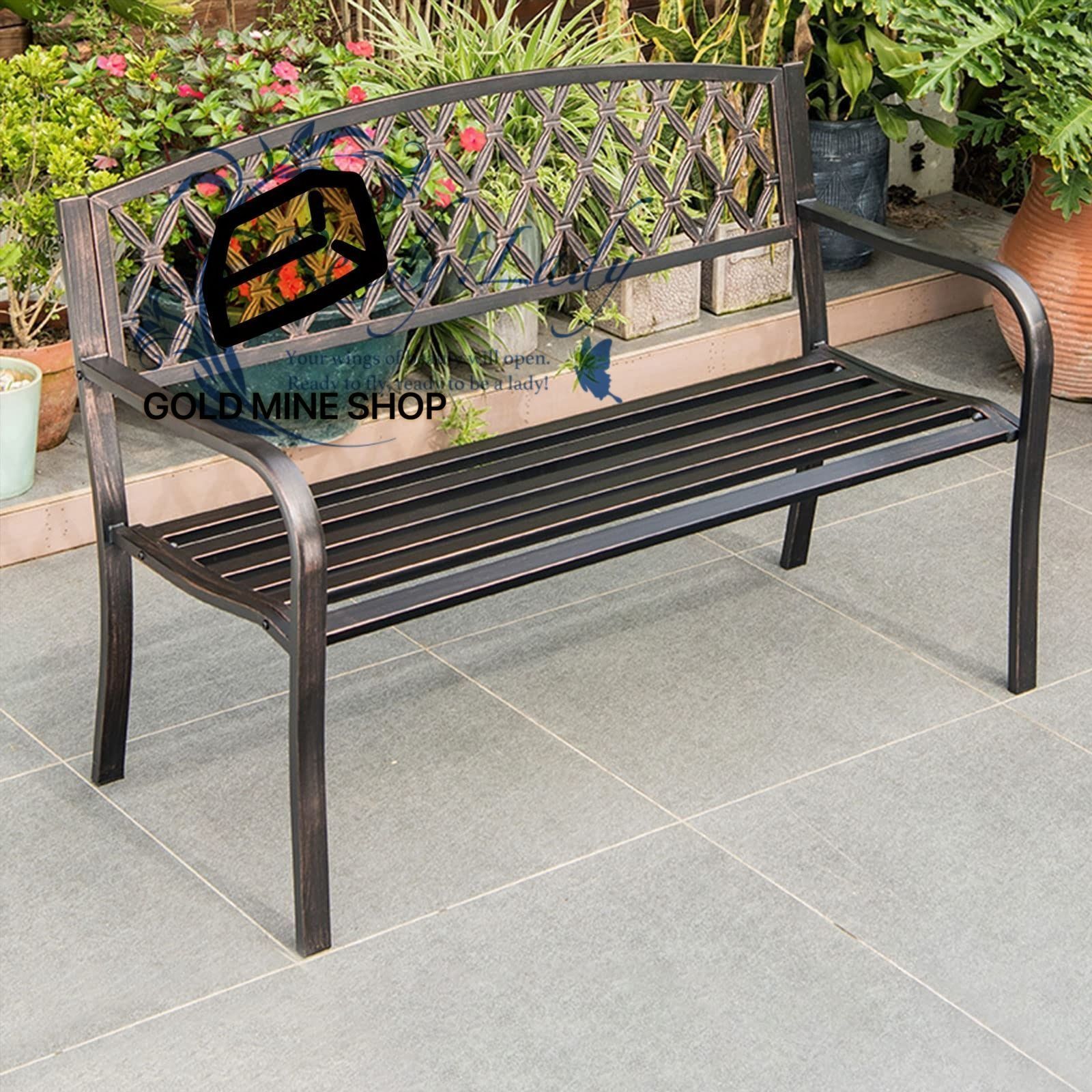 ガーデンベンチ 屋外 鉄鋳物ベンチ 耐日光性 雨に強い 防水 庭のベンチ アームレストと背もたれ付き 幅127×奥行52×高さ86cm 耐荷重250kg 庭 屋外 公園 ポーチ 玄関 芝生に適しています