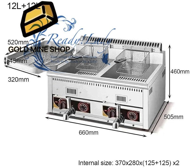 業務用フライヤー 業務用フライヤーガスフライヤーバスケット付き フライドポテト オニオンリング フライドチキン用のカウンタートップヘビーデューティーステンレススチールガスフライヤー