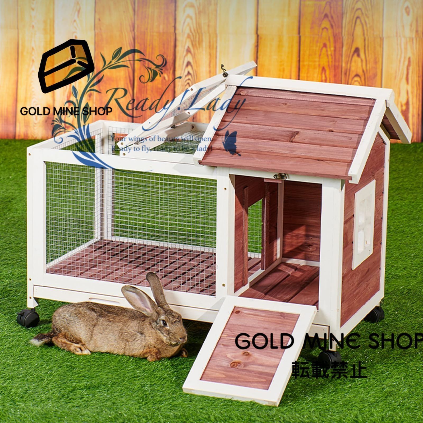 屋外木製鶏小屋 犬ケージ 耐候性大型 ペットサークル キャスター付き 亜鉛メッキ鉄メッシュ トレー付き 家庭用 飼育ケージ 鶏舎 組み立て簡単 室内外兼用 幅102x奥行60 x高さ72cm