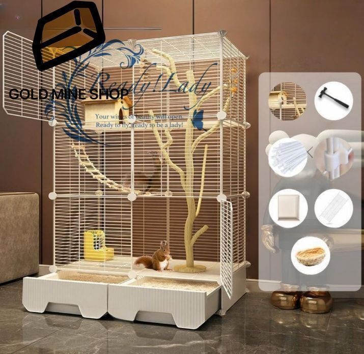 フクロウ 小動物 リス ケージ 小枝 ネズミ ケージ 3段 フェレット 小動物 ゲージ 引き出し シャーシ 大型 縦長 間仕切り ネット バスケット 組立式 小動物 大型 ケージ 通気 3層 74×37×125