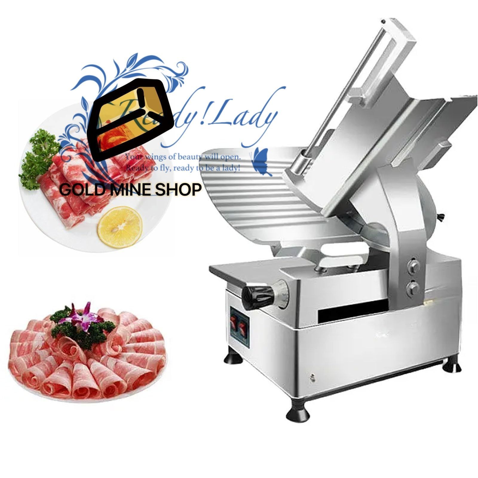 550W自動冷凍肉スライサー 12インチステンレススチール肉カッター 0-7mmの調整 な厚さ 180mmの肉切断プロセス ホテル用