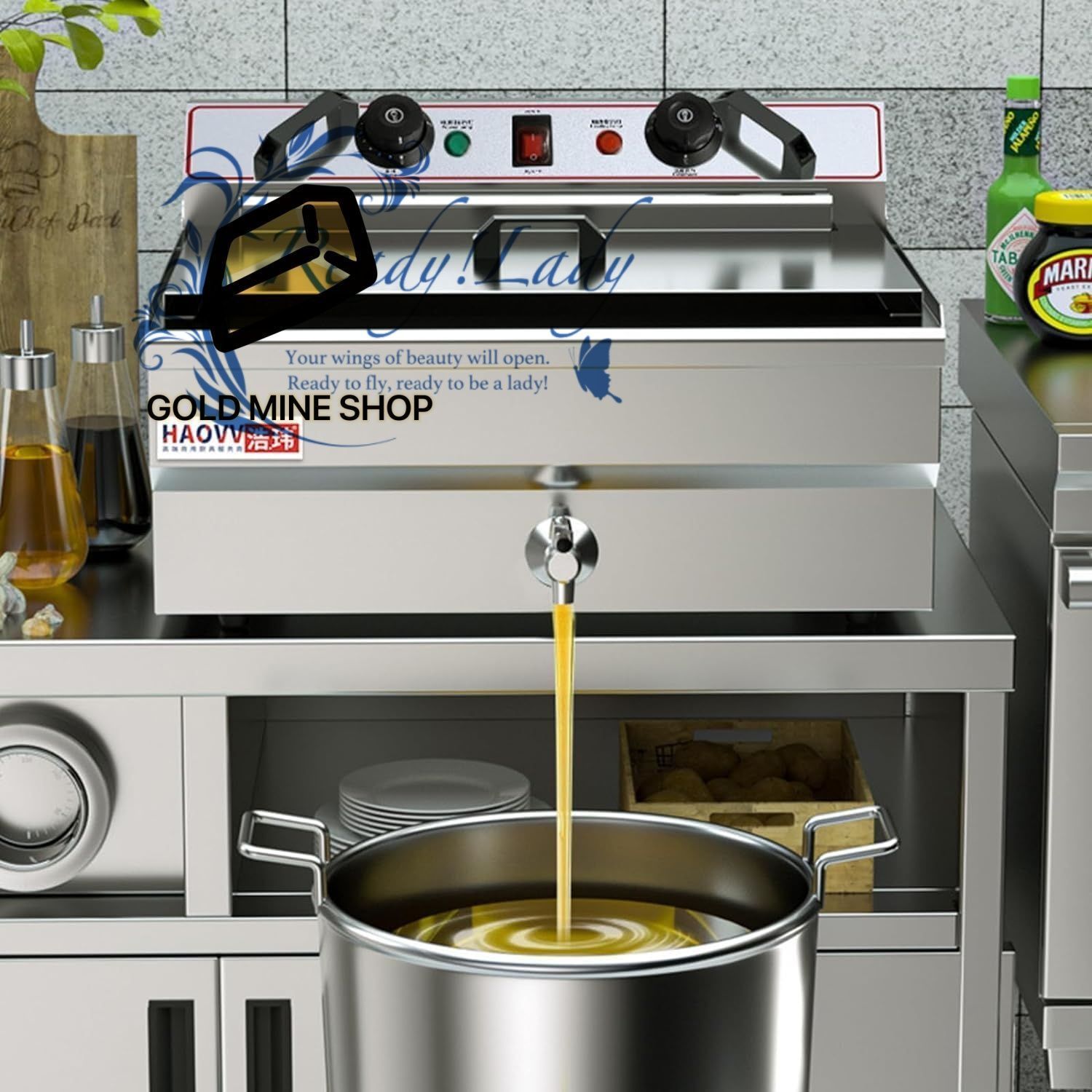  業務用ディープフライヤー 10 L 10.5 QT 容量の電気式ディープフライヤー 排水口 バスケット 蓋 タイマーコントローラー付き 温度制御付き その他 キッチン 食器