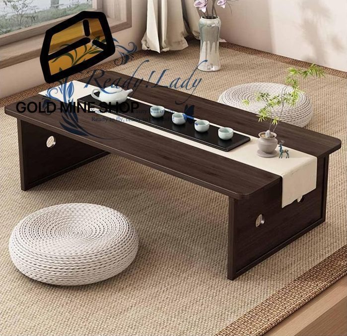 和風ローテーブル 座敷 ダイニング 茶室 インテリアに適した和風テーブル 畳テーブル コーヒーテーブル 折りたたみデザイン リビングルーム禅 ローティング座卓 畳 100x50x30cm ブラウン