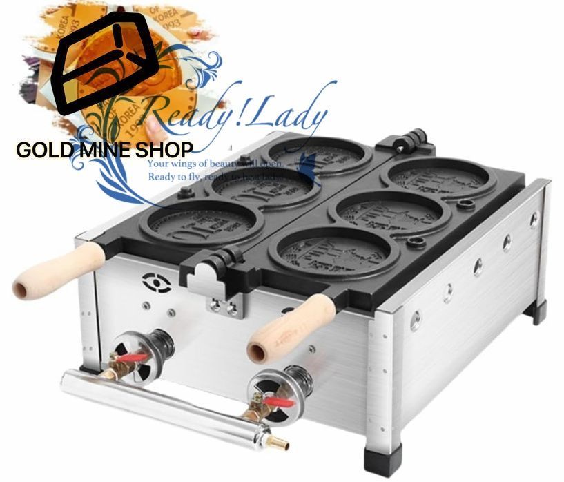 業務用ワッフルメーカー 3000ワットエッグバブルパフアイロン 50-300℃調整 180°回転 ノンスティックテフロンコーティング付きステンレススチールベーカー ガス式 電熱式 ガス式 3PCS