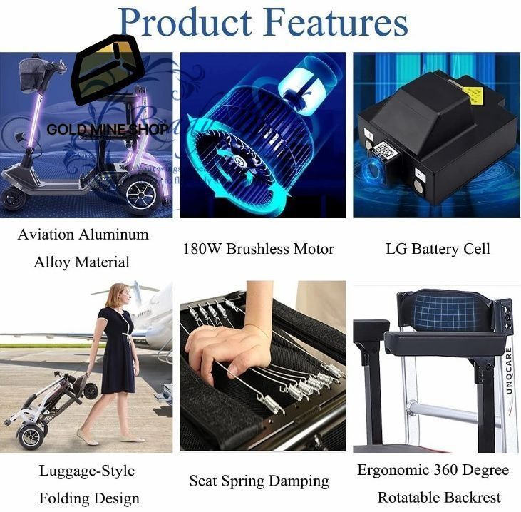 3輪折りたたみ式 折りたたみ電動車椅子ポータブルモビリティスクーター高齢者大人用 軽量折りたたみ式電動ハンドサイクル車椅子 BRIGHTFACE_UK