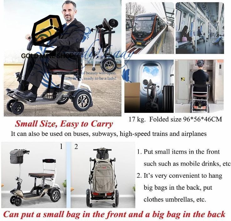 3輪折りたたみ式 折りたたみ電動車椅子ポータブルモビリティスクーター高齢者大人用 軽量折りたたみ式電動ハンドサイクル車椅子