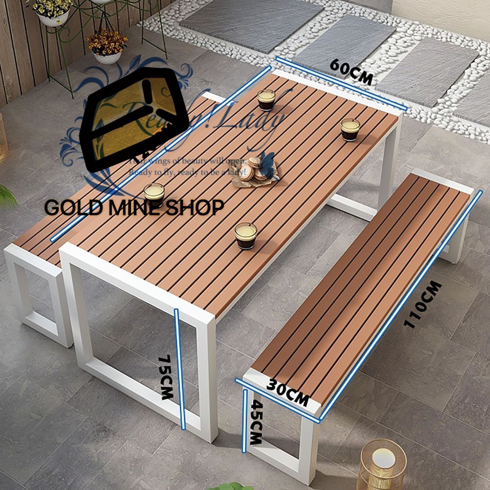 屋外テーブルチェアセット ガーデンテーブルセット ガーデンテーブルチェアセット 庭園テーブルセット ガーデンチェア 3点セット コンビネーションテーブルと椅子 4-6人用 耐水 耐熱 耐日光 省スペース 組立簡単 ベランダ 長さ120X幅60X高さ75CM