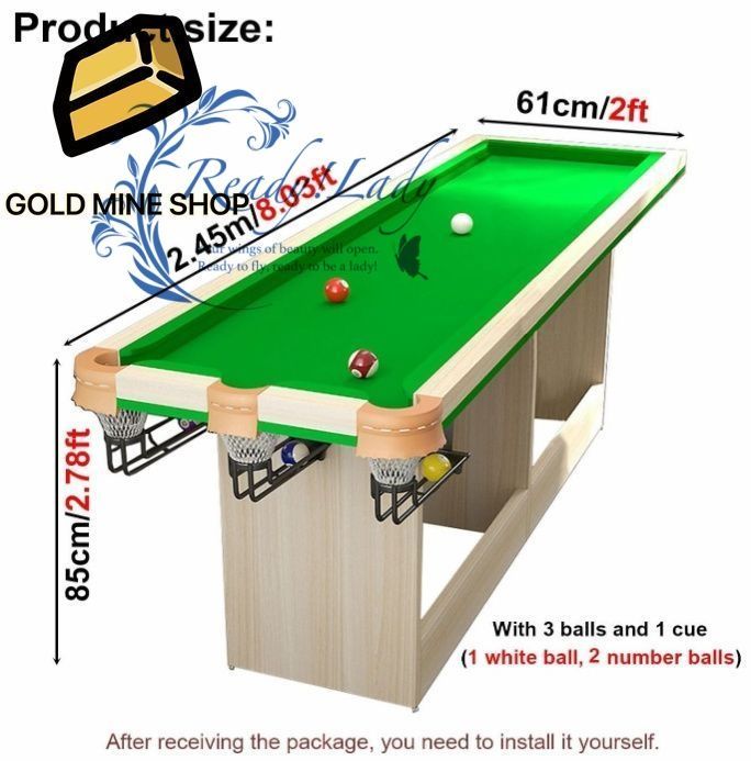 小型ビリヤードテーブル 屋内プールトレーニングテーブル 大人用ミニビリヤード台 リビングルーム リクルーム オフィスガレージ用 2 45 x 0 61 m ビリヤード パズル ボードゲーム ゲーム おもちゃ グッズ