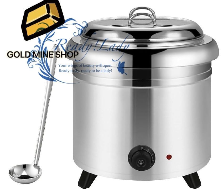 スープウォーマー 13L 電気式スープウォーマー 業務用 食品用スープ釜ウォーマー 保温温度調整 ステンレス鋼 スープジャー スープ保温鍋 保温ジャー 湯煎式 大容量味噌汁 鍋 業務用スープジャー
