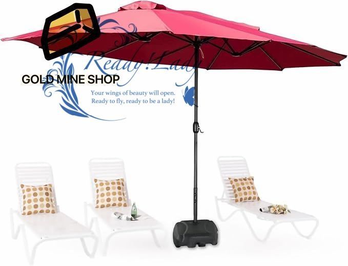 パラソル ガーデンパラソル 大型 風に強い 幅455cm ×奥行260cm ビーチパラソル クランク開閉付き 水タンクベース付き 屋外 折りたたみ 日除け パラソル 自立 テラス 庭園 中庭に適しています