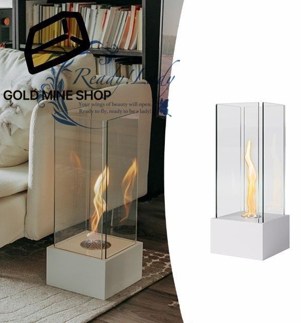 バイオエタノール暖炉 大きい 焚き火 室内 インテリア 暖炉 自立型 竜巻効果の炎 強化ガラス ステンレス クリーン燃焼 屋内屋外両用 ホワイト