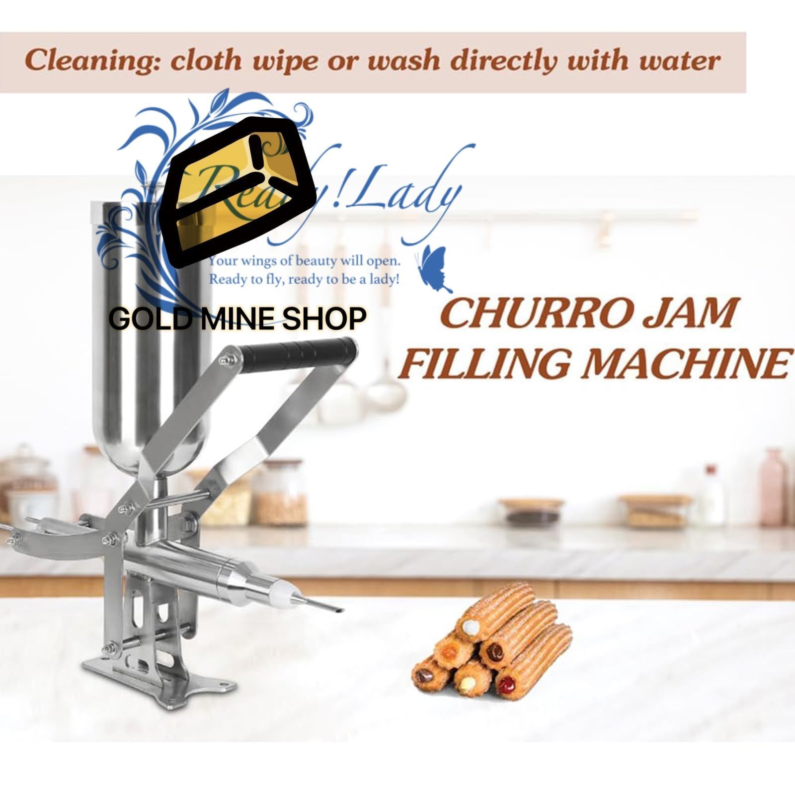 手動チュロスメーカー ステンレス鋼付き4 5 L手動チュロスフィラー スペインチュロスメーカークリーム充填機