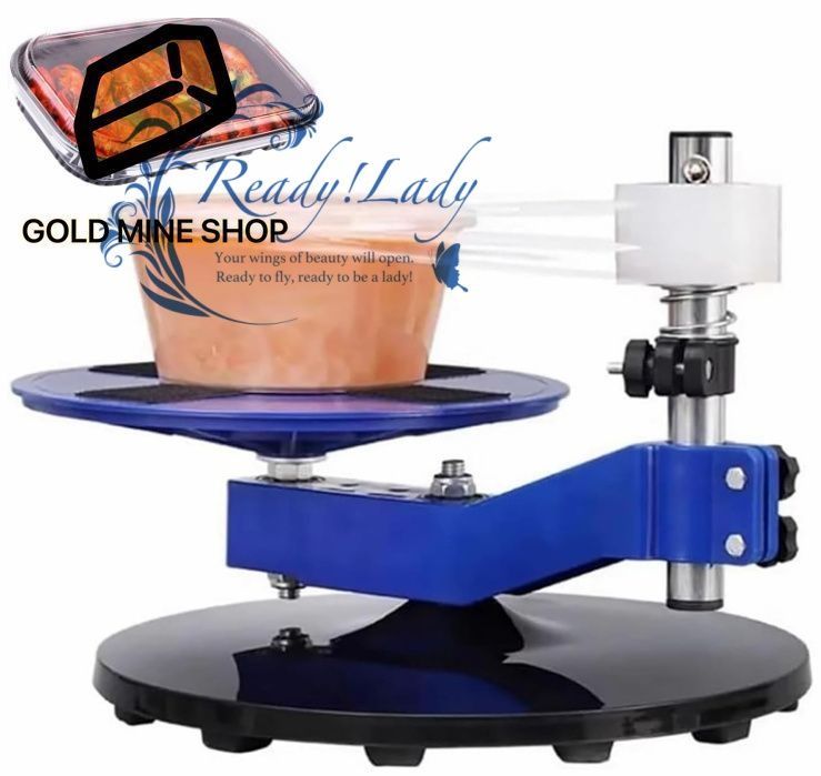 手動テイクアウト食品包装機 360度回転ハンドフィルム包装機 蓋密封用手動ラップフィルム包装機 高さ調節 スープ容器