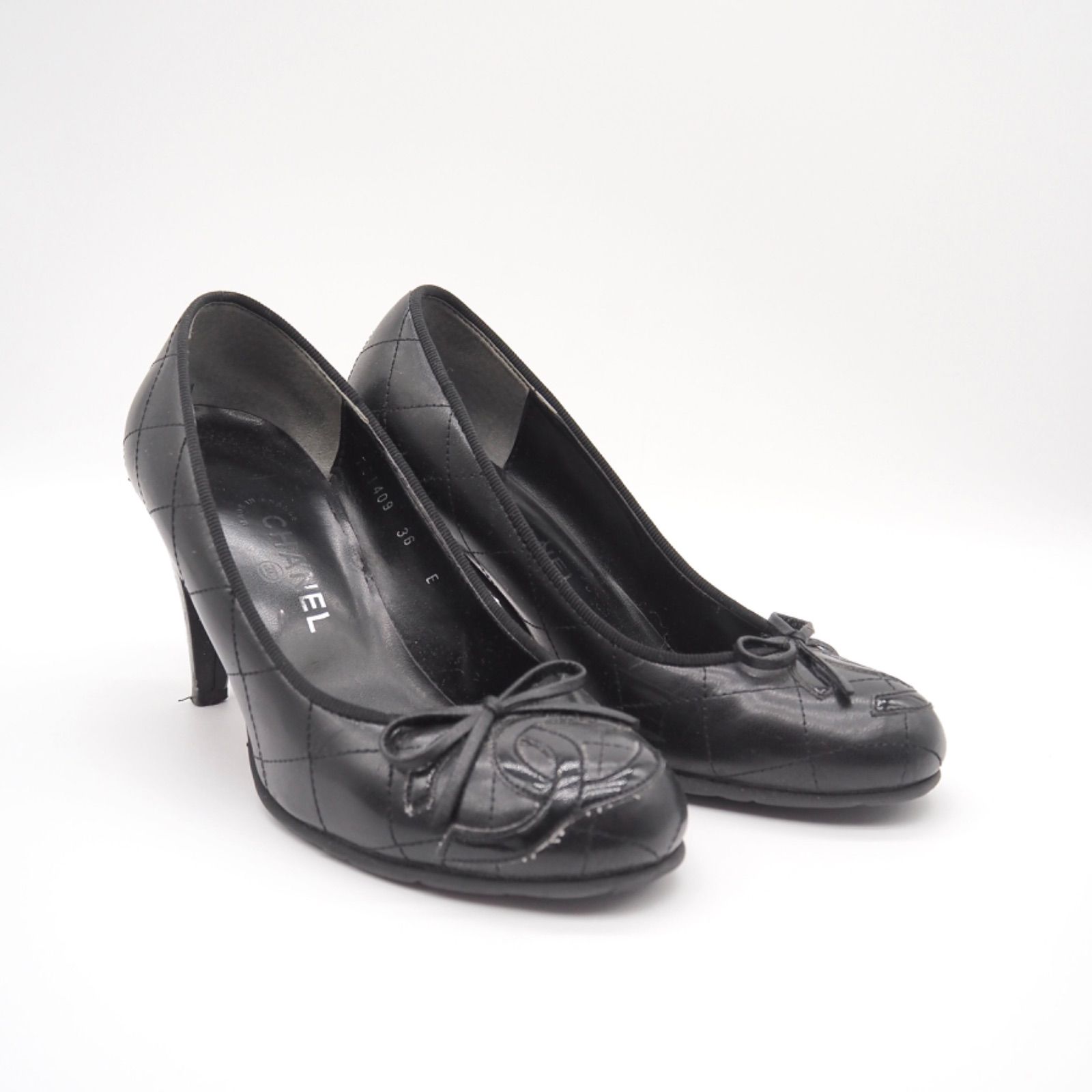 CHANEL ココマーク パンプス レザー ブラック シャネル