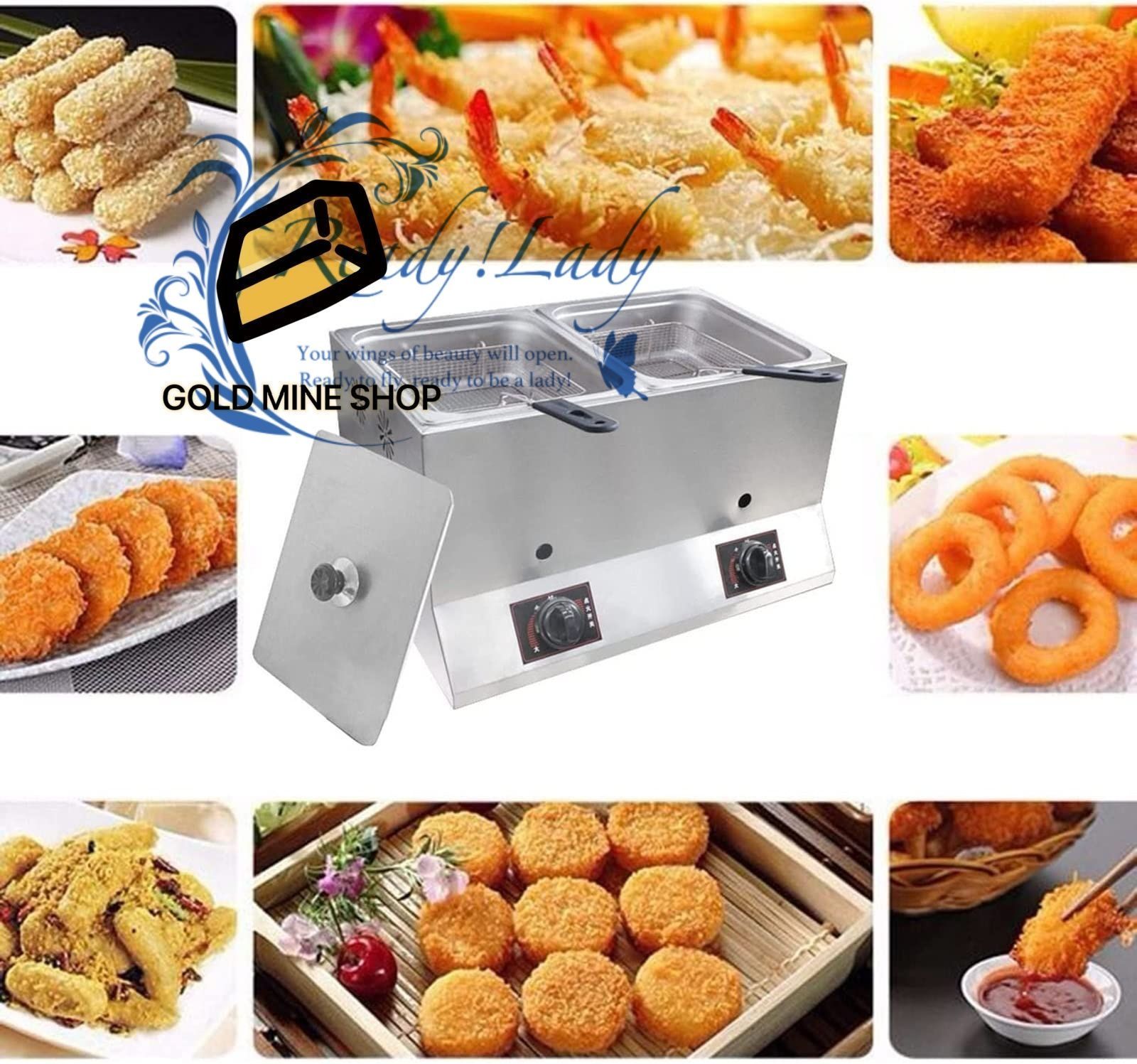 2つのフライバスケットと蓋付き 業務用ディープフライヤー