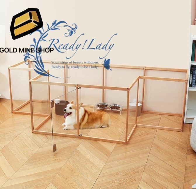 ペットフェンス 透明 扉付き ペットゲート 犬猫 中大型犬用 木製 ペットサークル 高さ63cm 多頭飼い 多機能 脱走防止 ペットガード パーテーション 室内ケージ 犬向けケージ 簡単組立 組み合わせ自由 階段 玄関用 12枚組み合