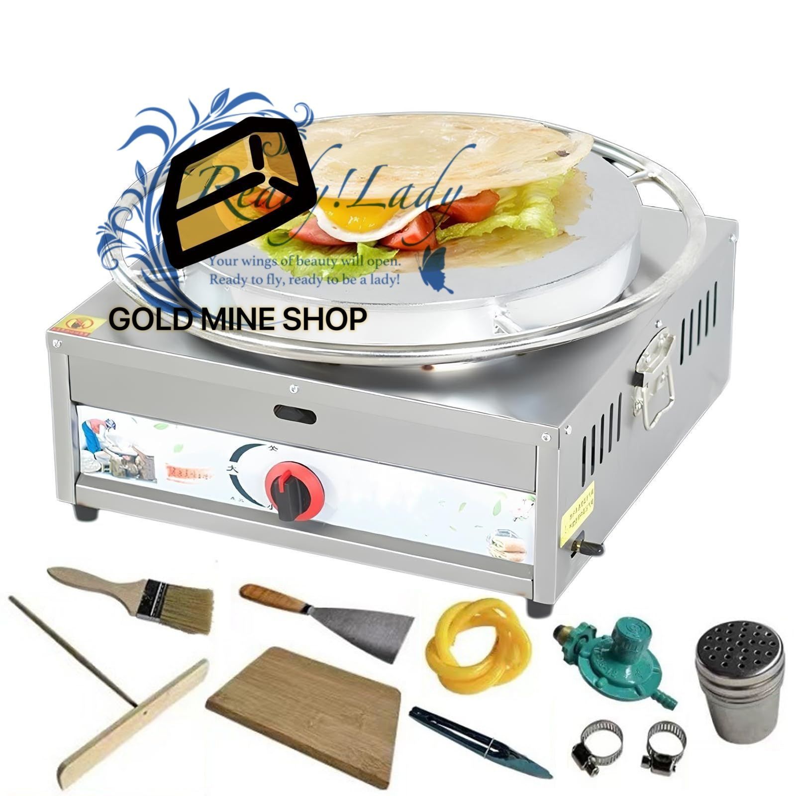 50cm 業務用クレープメーカーマシン パンケーキグリドル 大型ホットプレート ノンスティック電気グリドル ガス LPG用