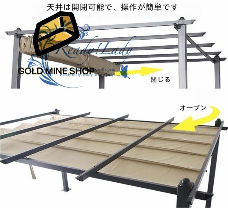 パーゴラ カーポート テラス屋根 ガゼボ シェード付 押し引き幌 日除け シェード オーニング 大型 アルミ合金製 ワンタッチタープテント 手働伸縮 日よけ 駐車場 屋外 庭 パティオ デッキ 裏庭 芝生用 シルバー 3 3m OLIVEOS_COM_TR